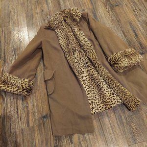 Suede and faux fur coat
